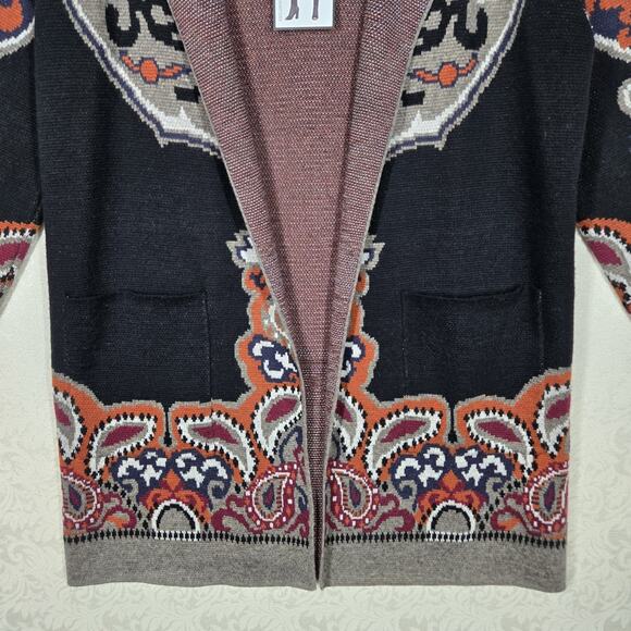 Max Sport Hooded Longline Cardigan XL Black Orange Open Front Pockets $368 SRP - Picture 3 of 16